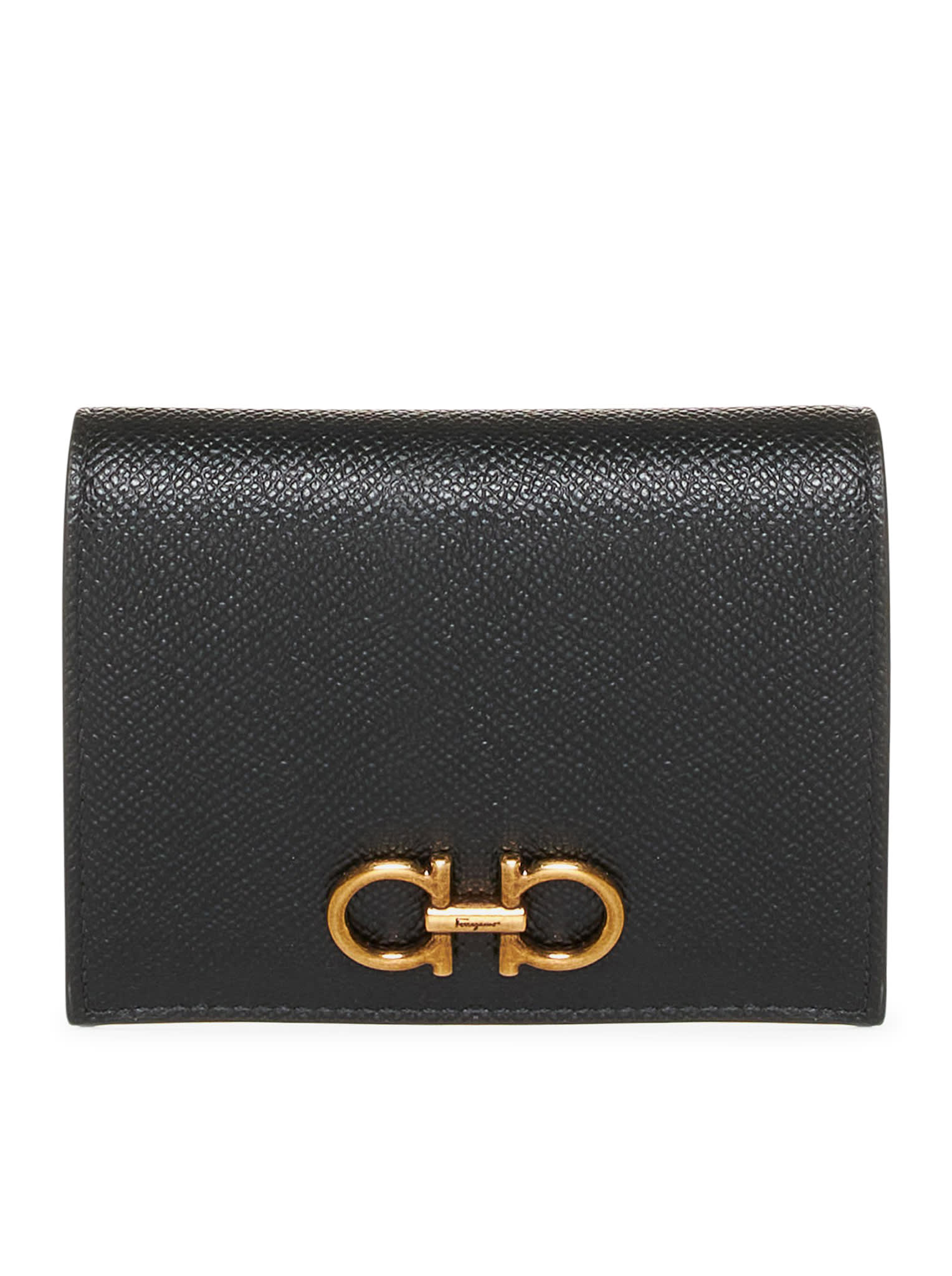 Shop Ferragamo Gancini Bifold Wallet In Black