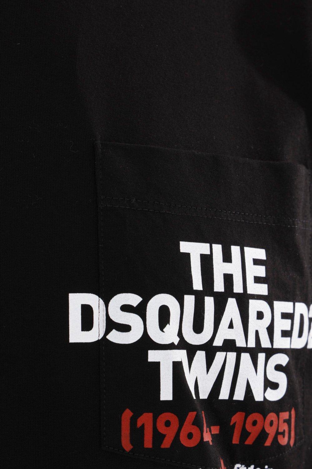 Dsquared2 Black Loose-fit Cotton Jersey T-shirt With Logo Pocket In Black