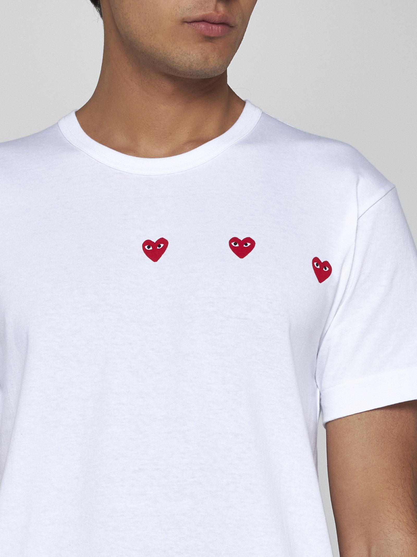 Shop Comme Des Garçons 3 Heart Cotton T-shirt In White
