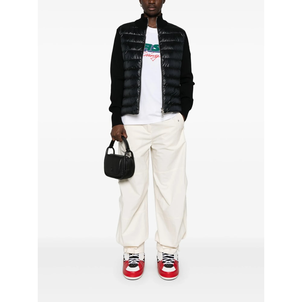 Moncler Black Padded Zip-up Cardigan In Black