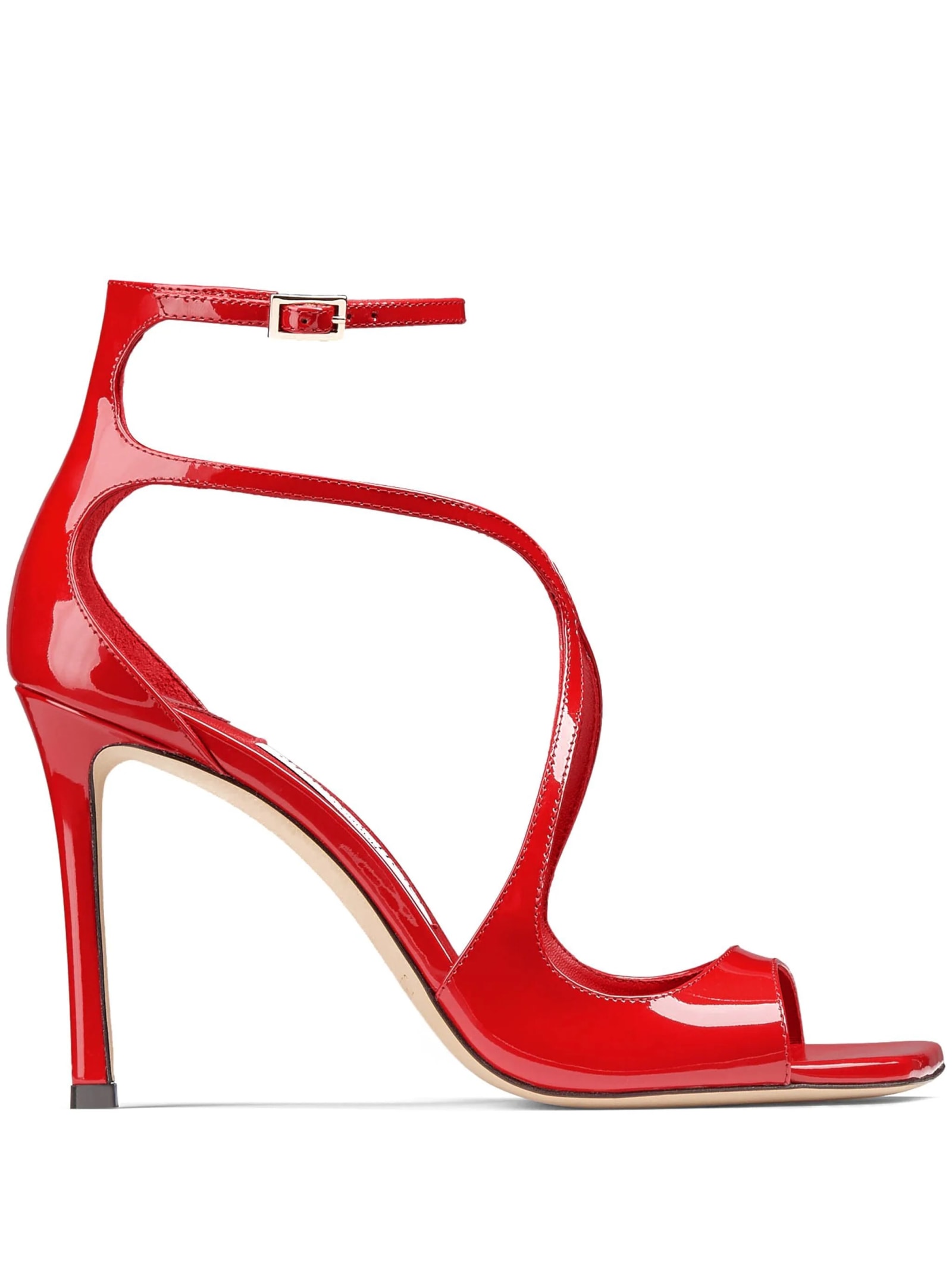 Shop Jimmy Choo Azia Sandals In Red Patent Leather