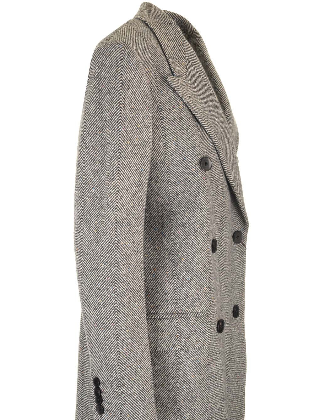 Shop Etro Herringbone Coat In Grey