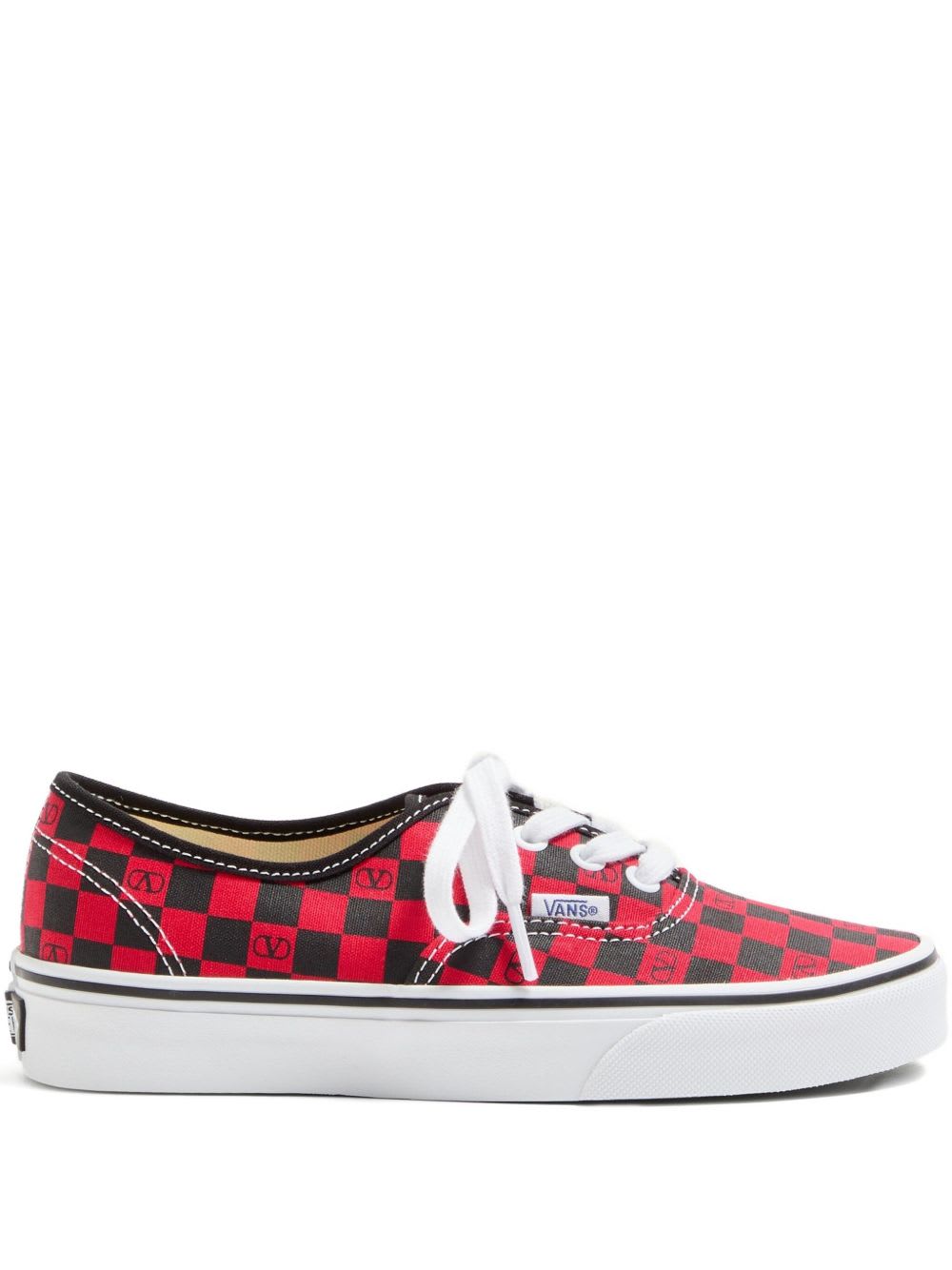 Valentino Garavani And Vans Low-top Trainer In Fabric With Vlogo Checkerboard Print In Red