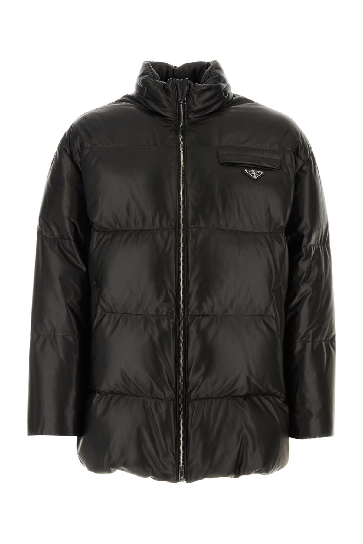 Black Nappa Leather Down Jacket