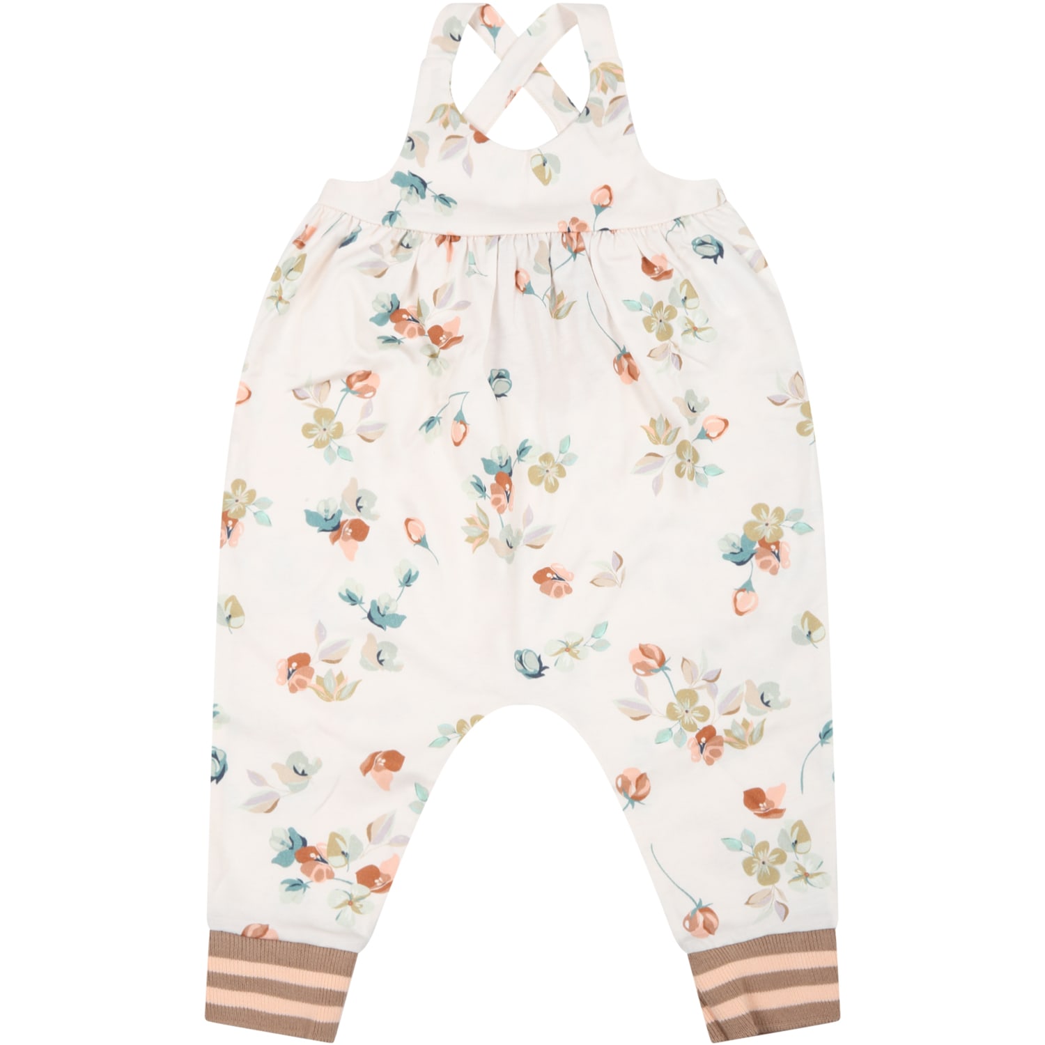 Coco Au Lait Pink Dungarees For Baby Girl With Colorful Flowers