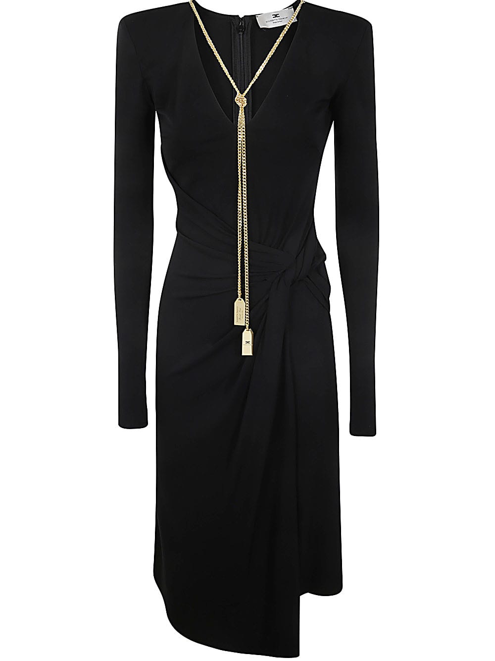 Shop Elisabetta Franchi V Neck Midi Dress In Black