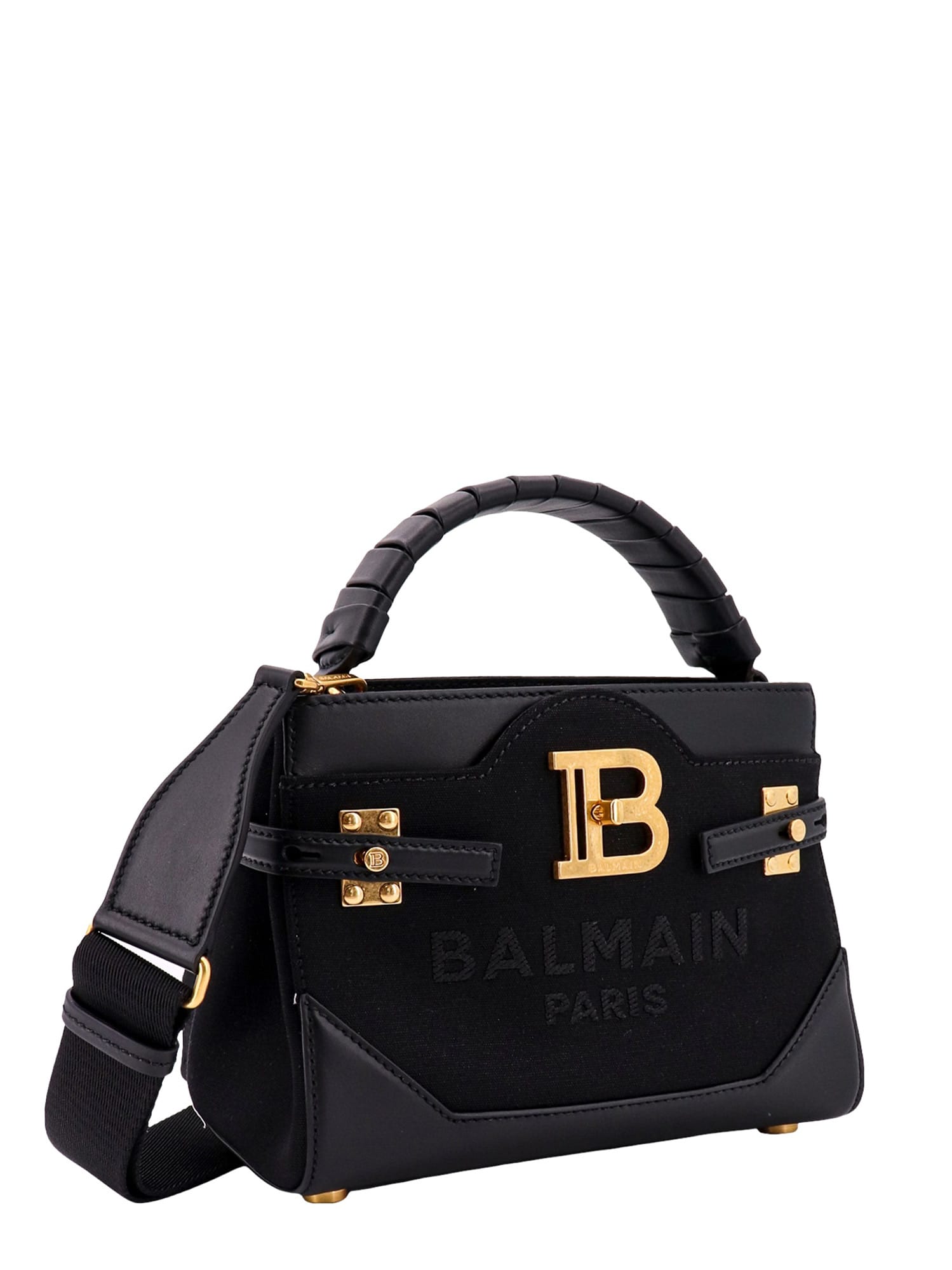 Balmain B-buzz 19 Monogram Fabric Bag in Black