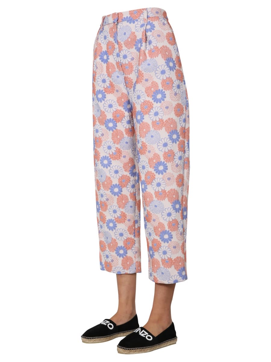 Shop Kenzo Cropped Trousers In Pink