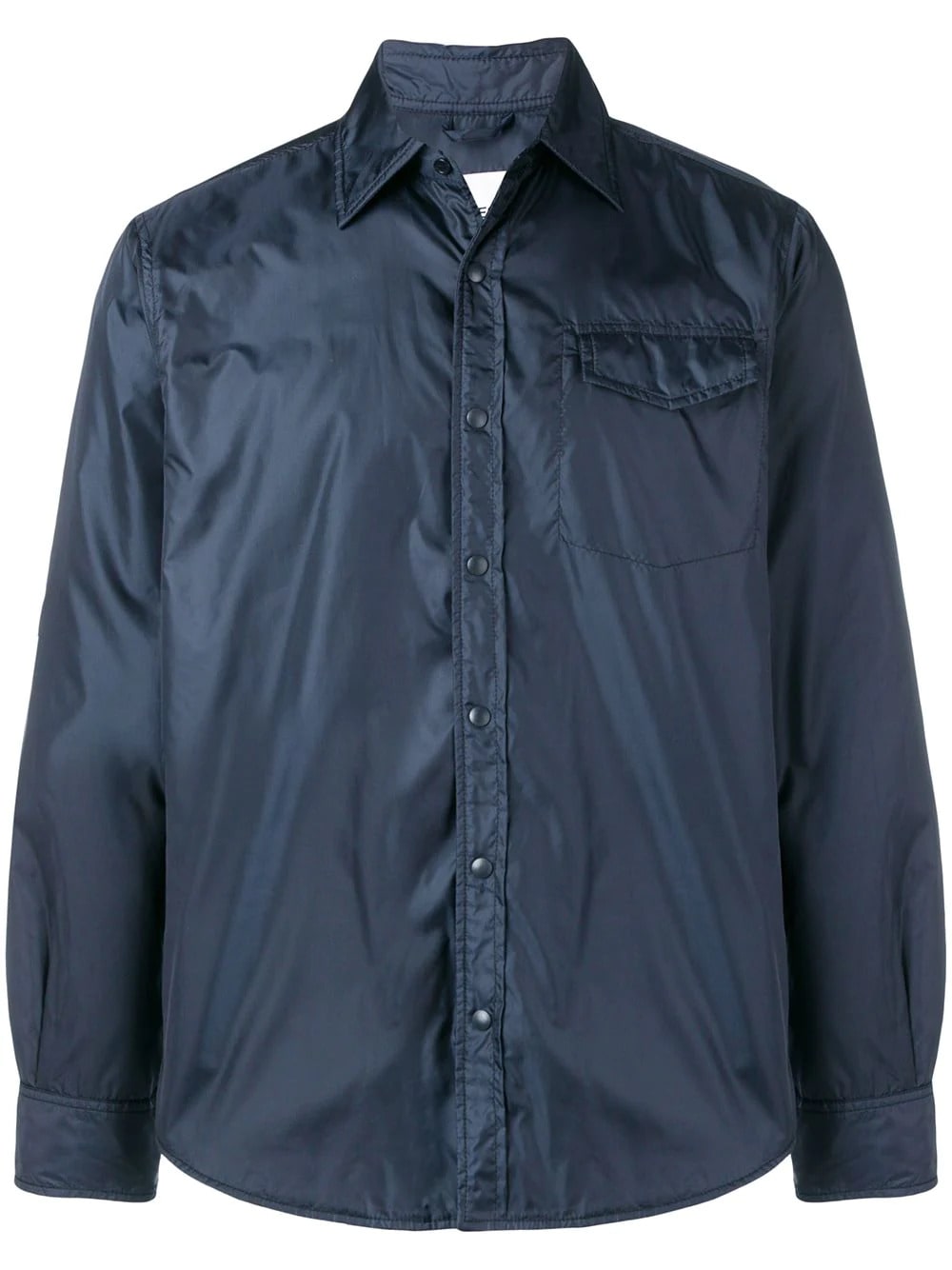 Aspesi Man Shirt Style Waterproof Jacket In Dark Blue Nylon