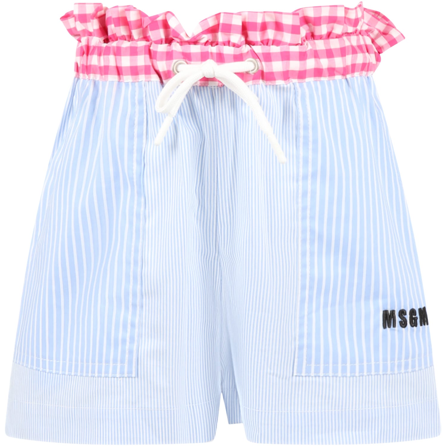 Msgm Kids' Multicolor Shorts For Girl With Black Logo