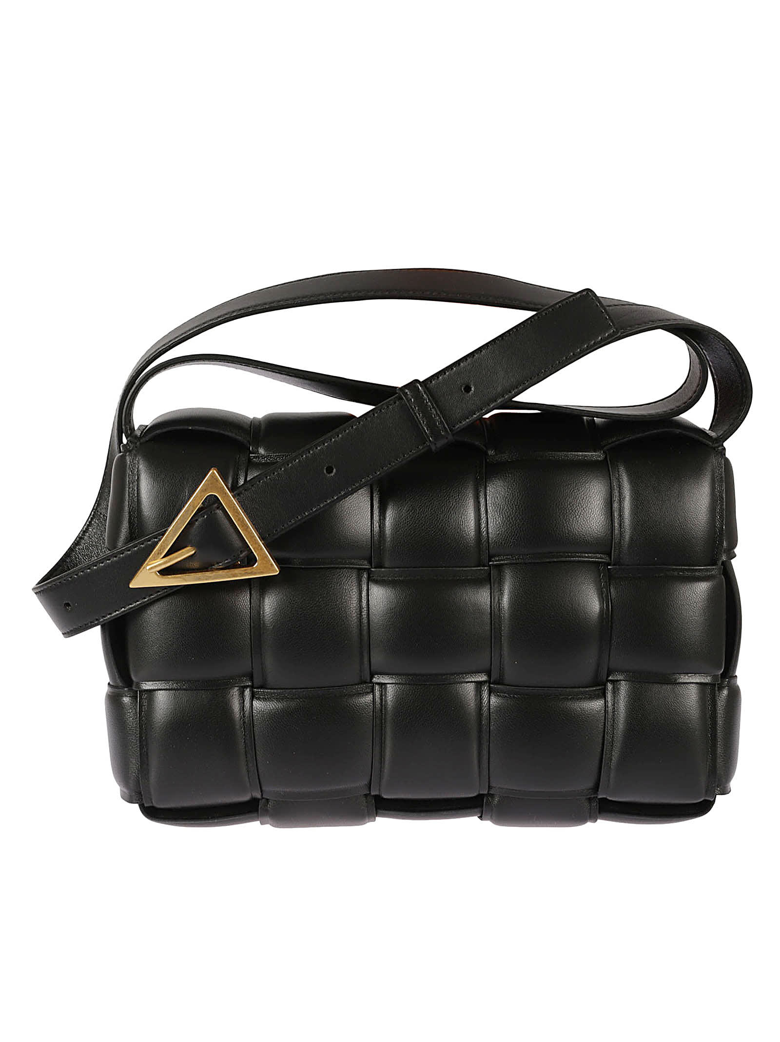 Shop Bottega Veneta Padded Cassette Shoulder Bag In Black-gold