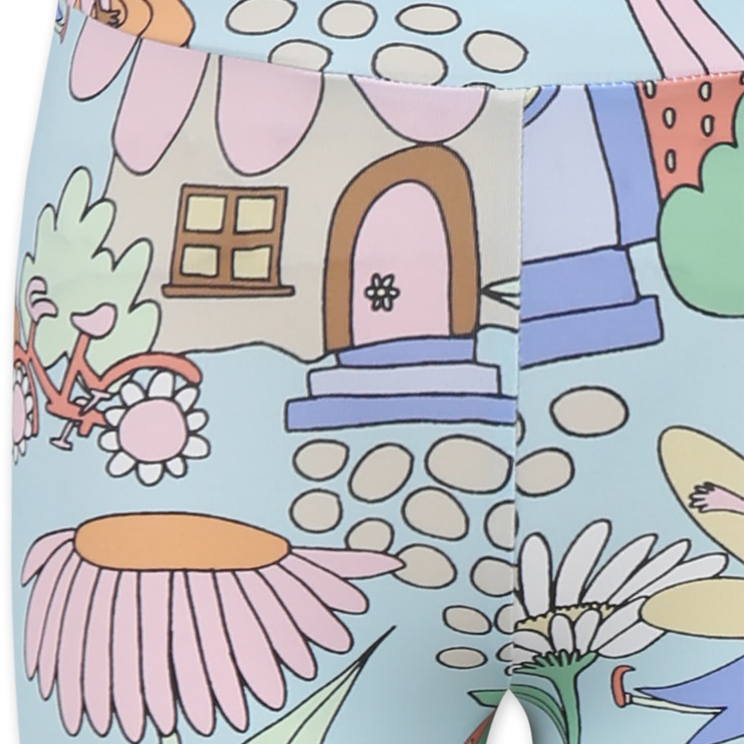 Shop Stella Mccartney Light Blue Leggings For Girl With Fairies In Green