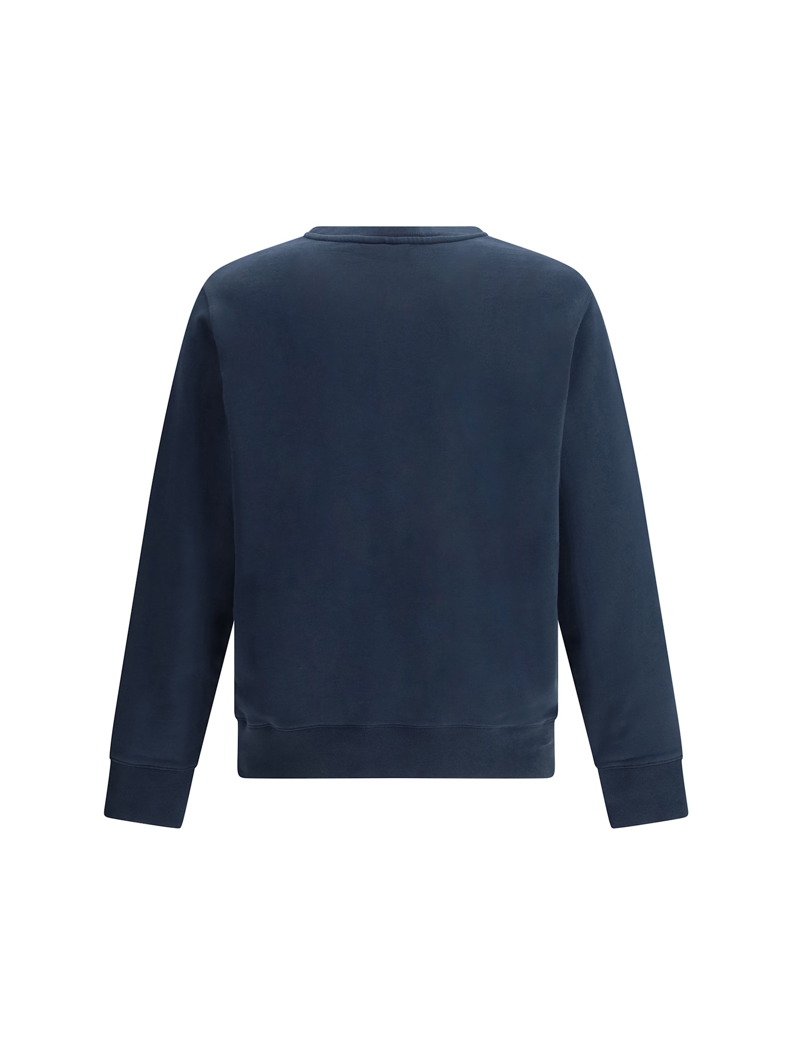 Maison Kitsuné Striped Cotton Sweatshirt Button-down Collar In Blue