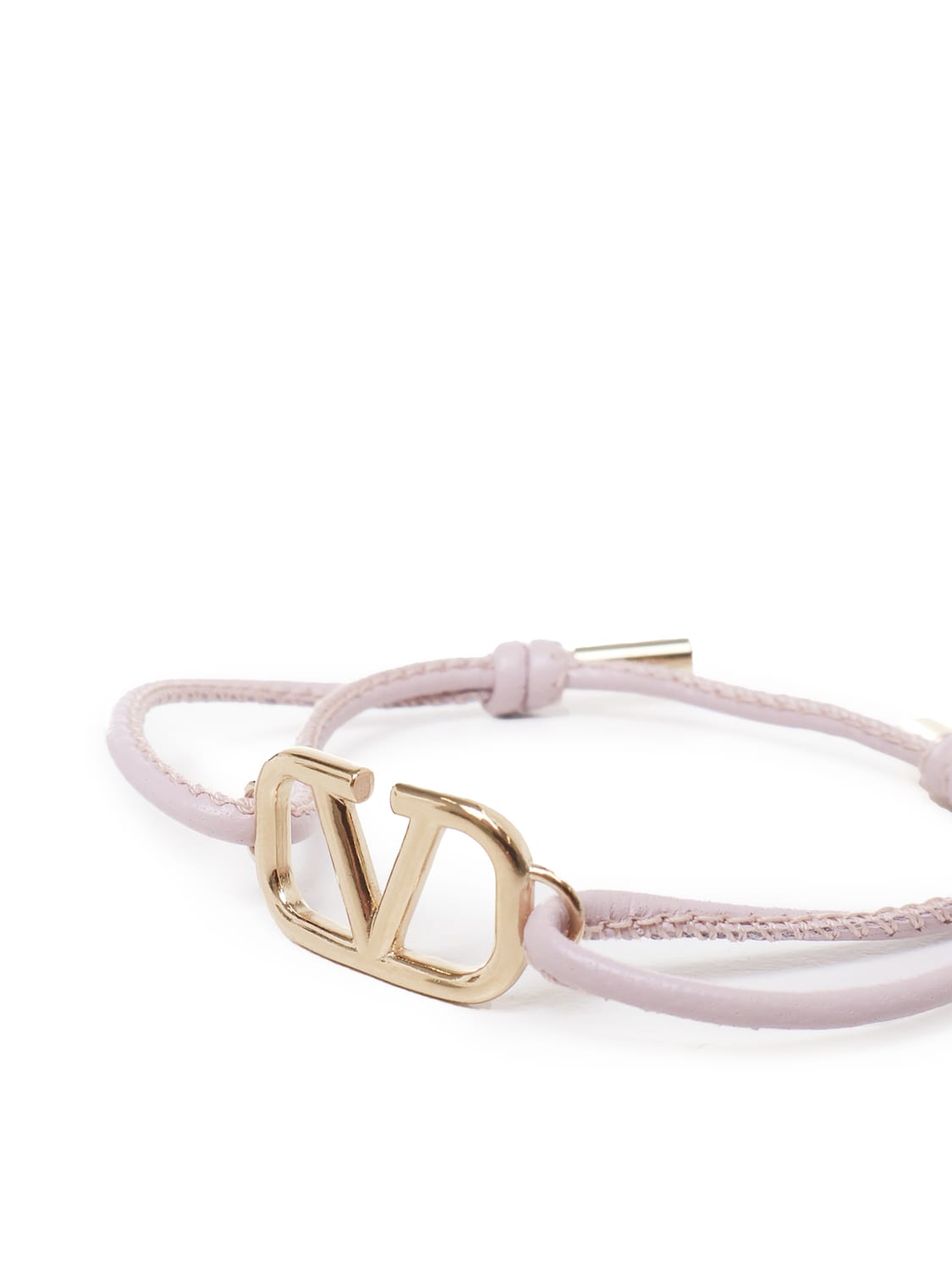 Shop Valentino Vlogo Fabric Bracelet In Pale Rose