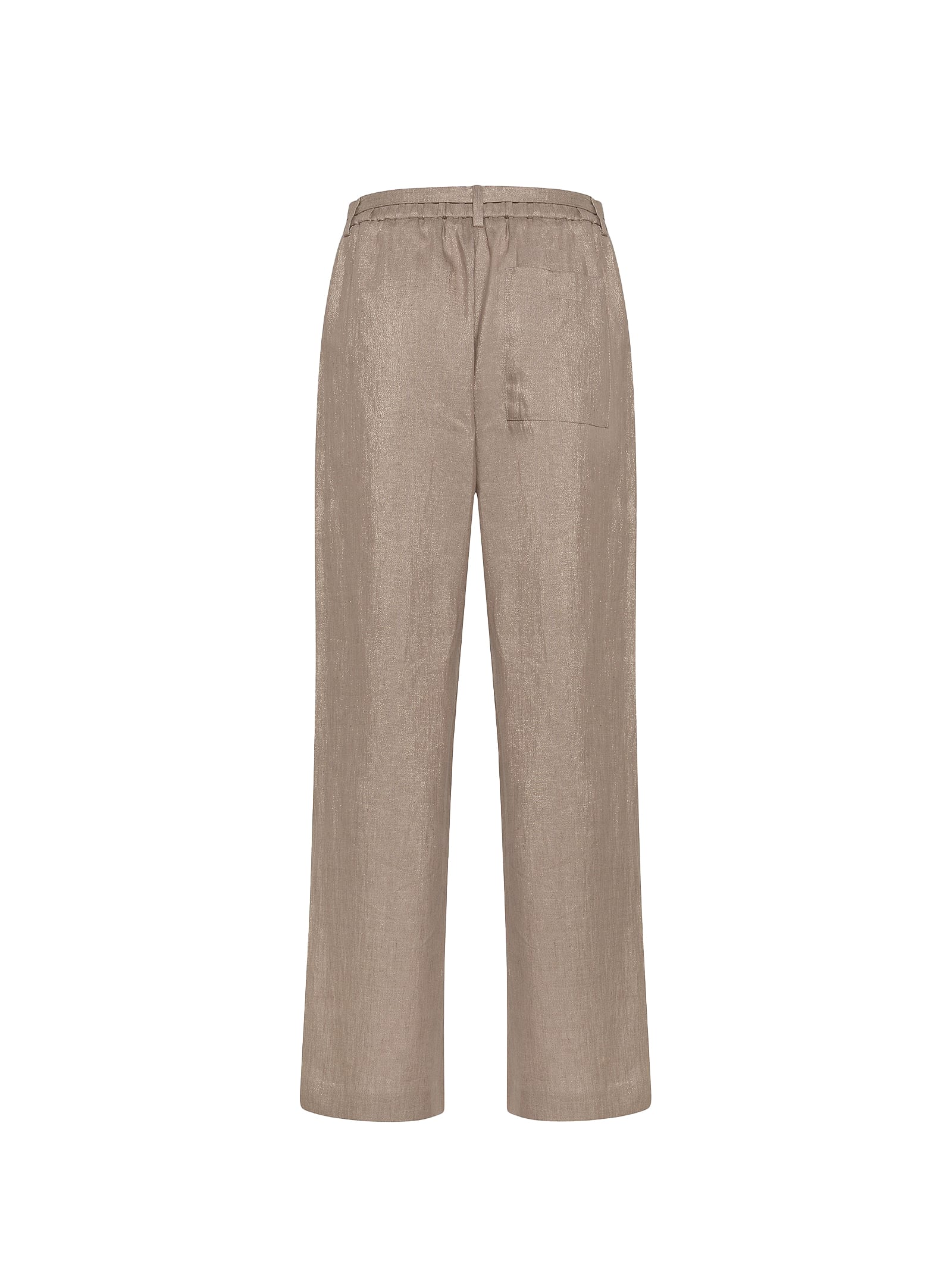 Shop Seventy Beige Trousers In Lurex And Linen In Oro/sabbia