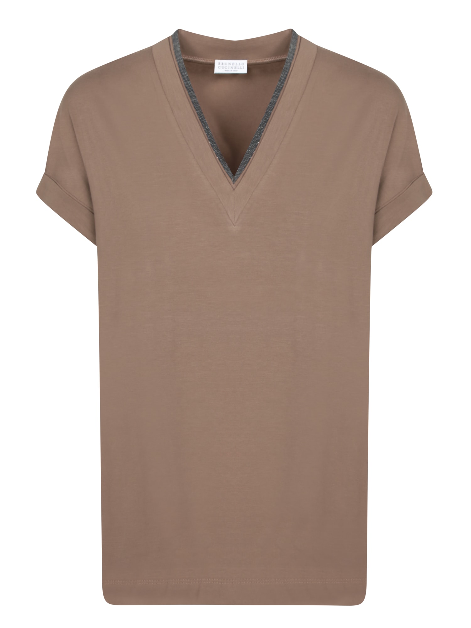 Brunello Cucinelli Monile V-neck T-shirt Chocolate In Brown