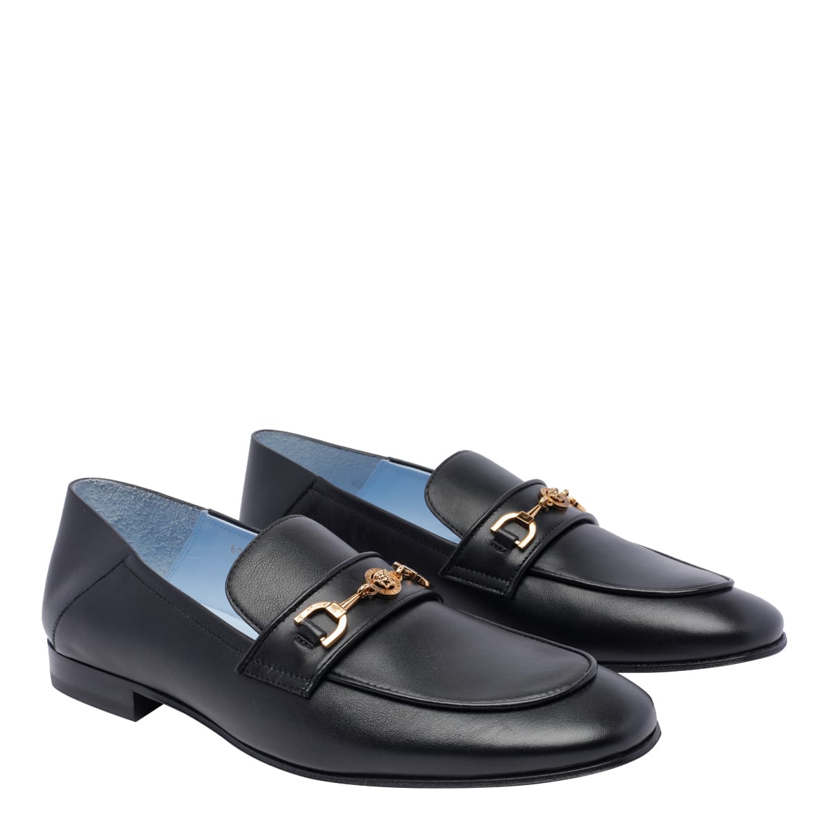 Shop Versace Medusa 95 Leather Loafers In Black