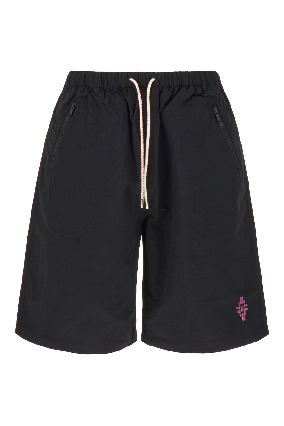 Marcelo Burlon County Of Milan Black Nylon Bermuda Shorts In Black Multi