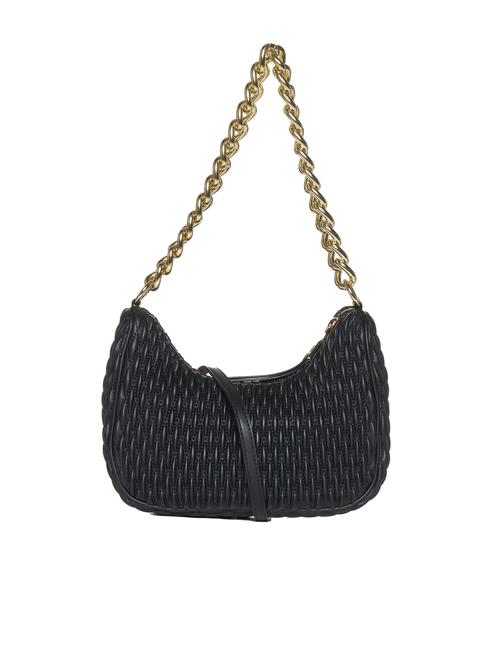 Versace Jeans Couture Logo-plaque Quilted Shoulder Bag In Black