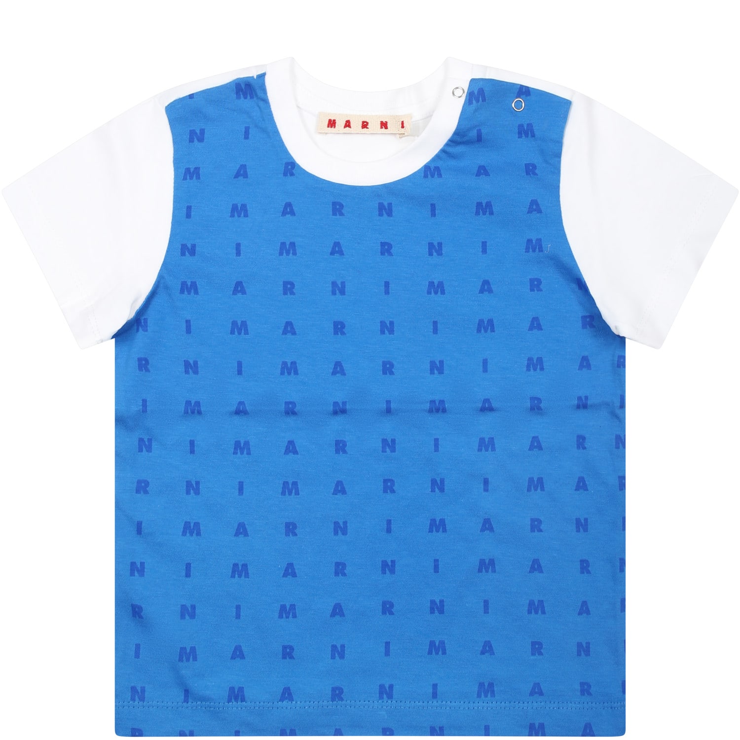 Shop Marni Light Blue T-shirt For Baby Boy With Logo