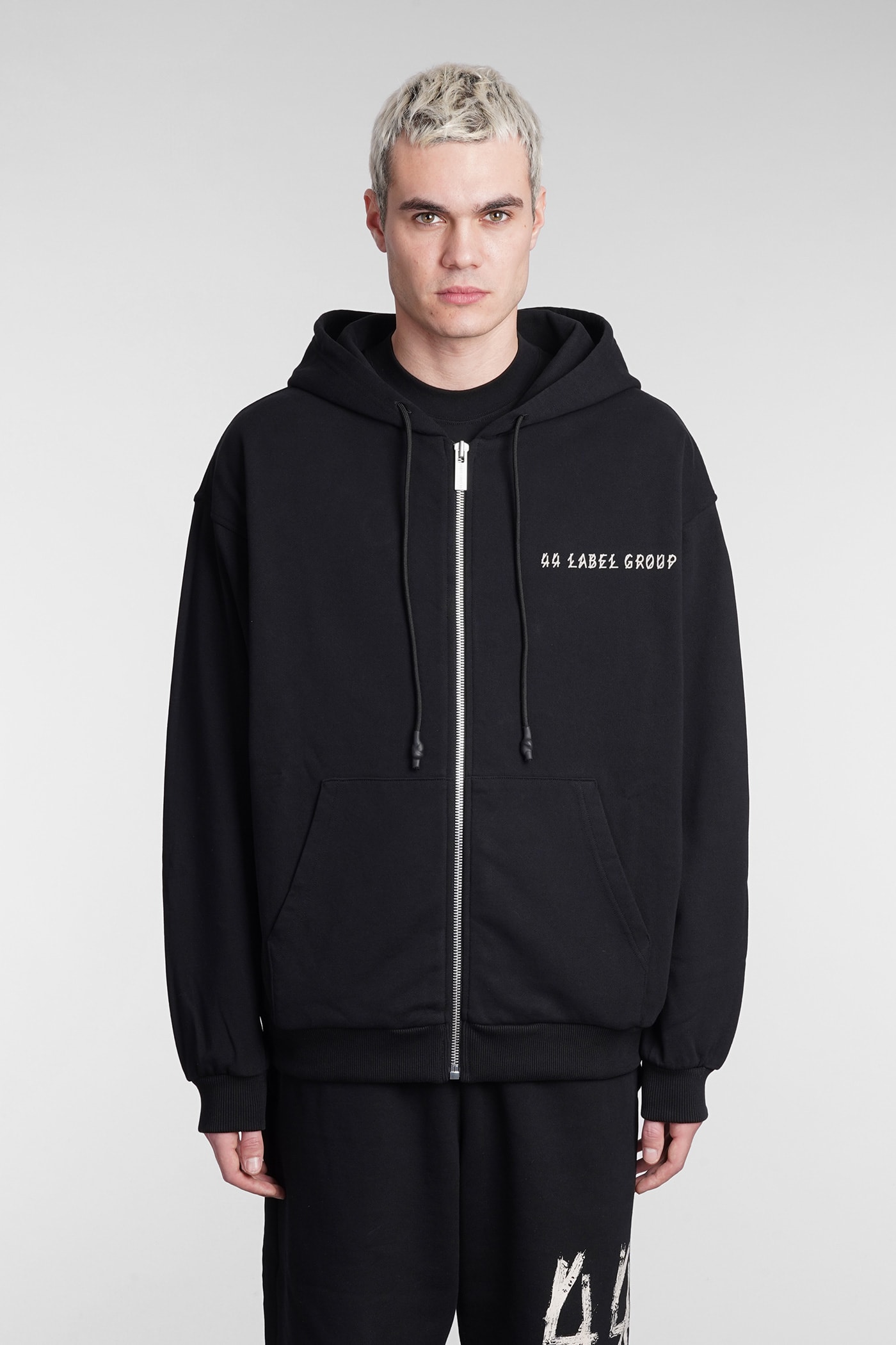 44 LABEL GROUP SWEATSHIRT IN BLACK COTTON