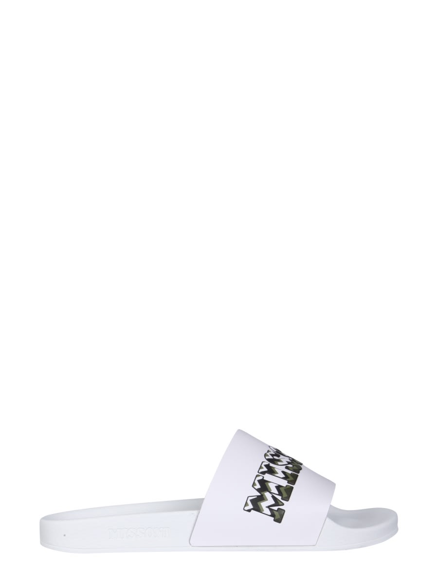 Missoni Rubber Slide Sandals In White