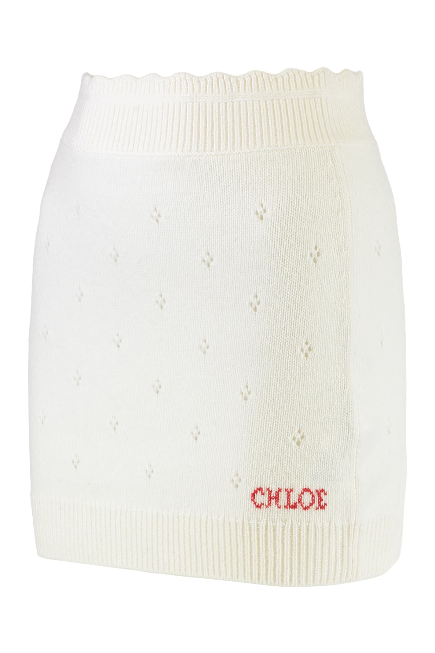 Chloé Fitted Wool And Cashmere Miniskirt In White