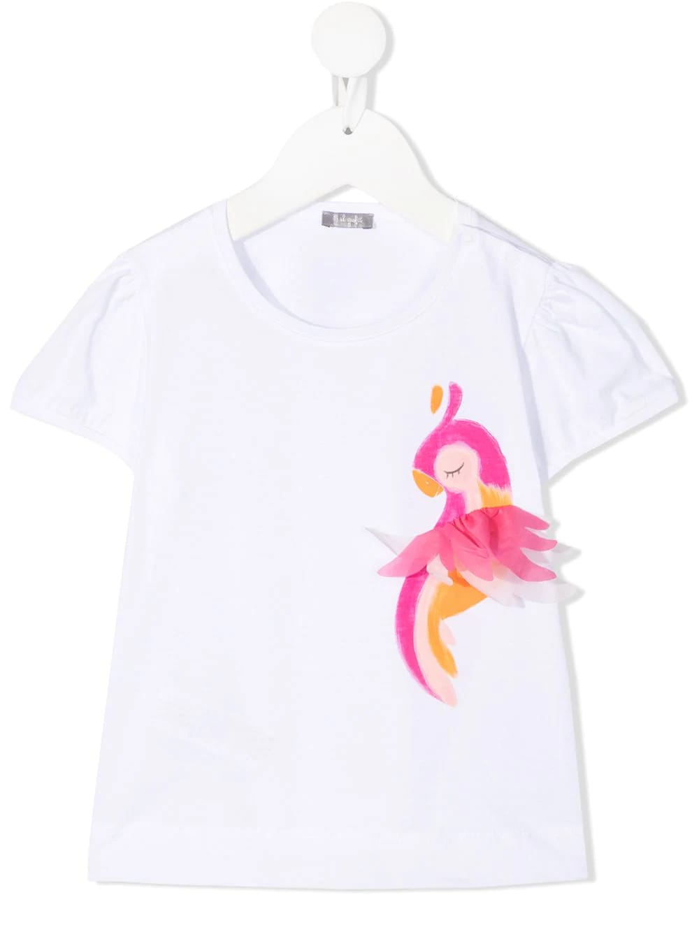Il Gufo Newborn White T-shirt With Parrot Print