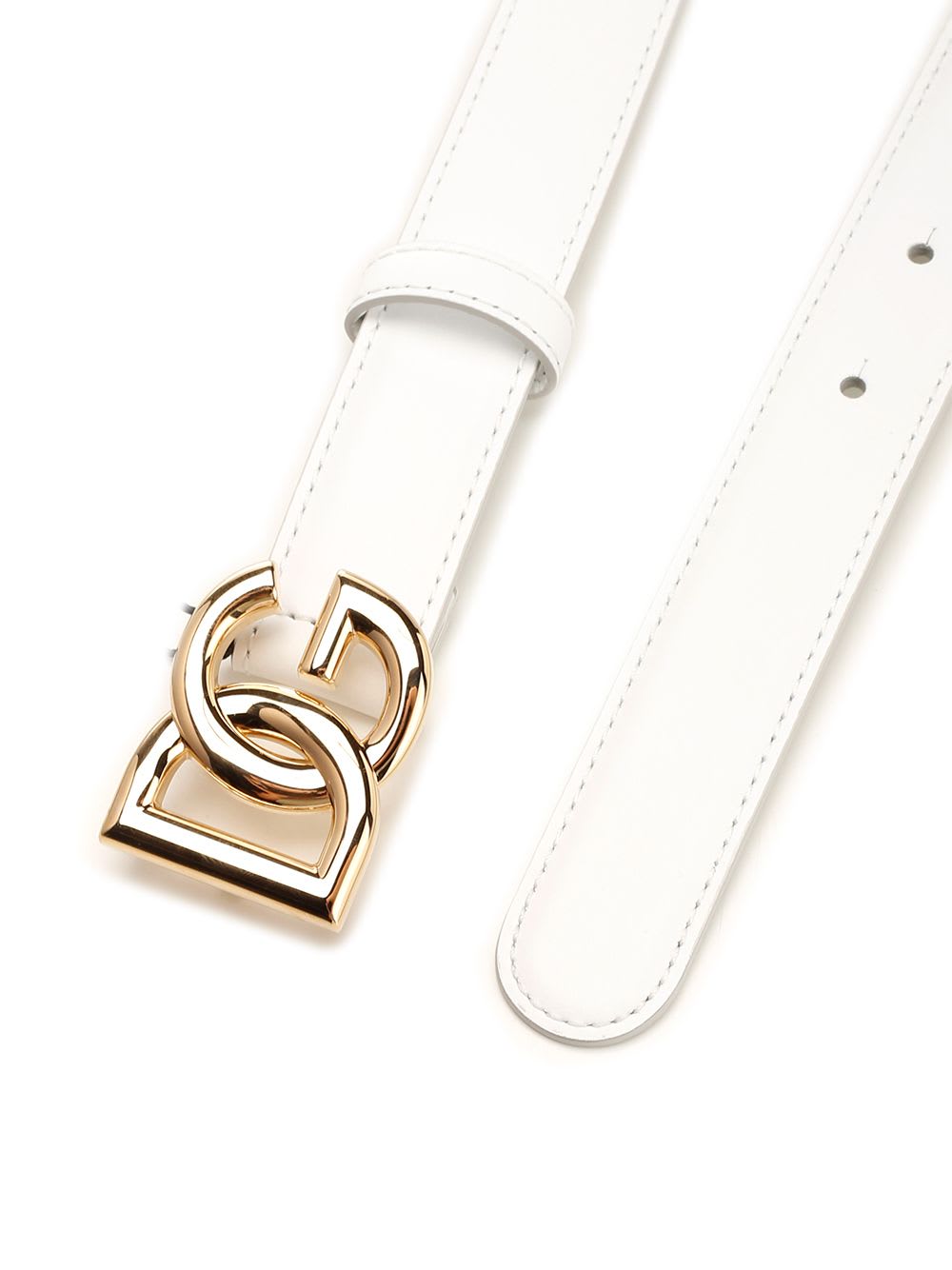 Shop Dolce & Gabbana Calfskin Belt In White