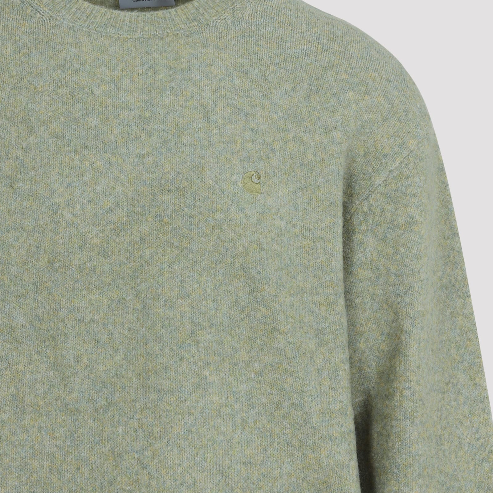 Carhartt Crew Neck Sweater With Ribbed Cuffs And Hem In Green