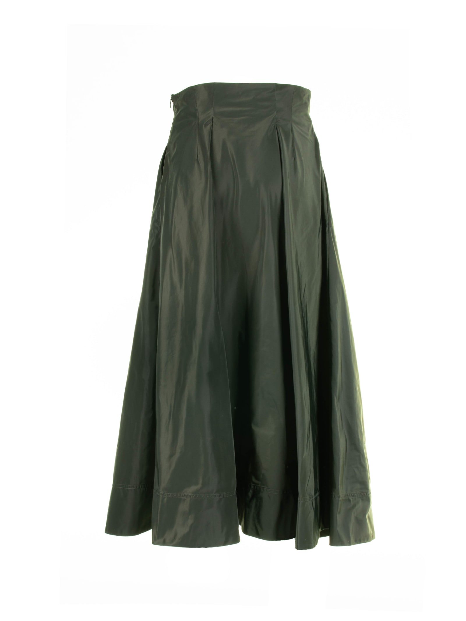 Shop Aspesi Long Green Gathered Skirt In Militare