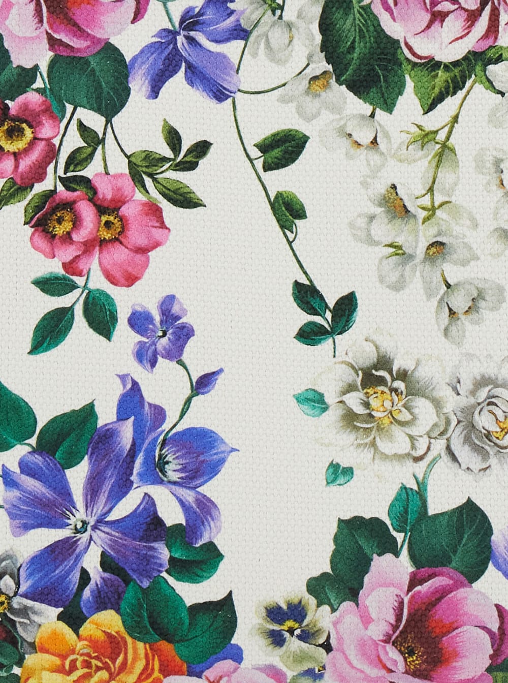 Dolce & Gabbana White Shopper With All-over Floral Motif In Fabric Woman In Mix Fiori Cretonne