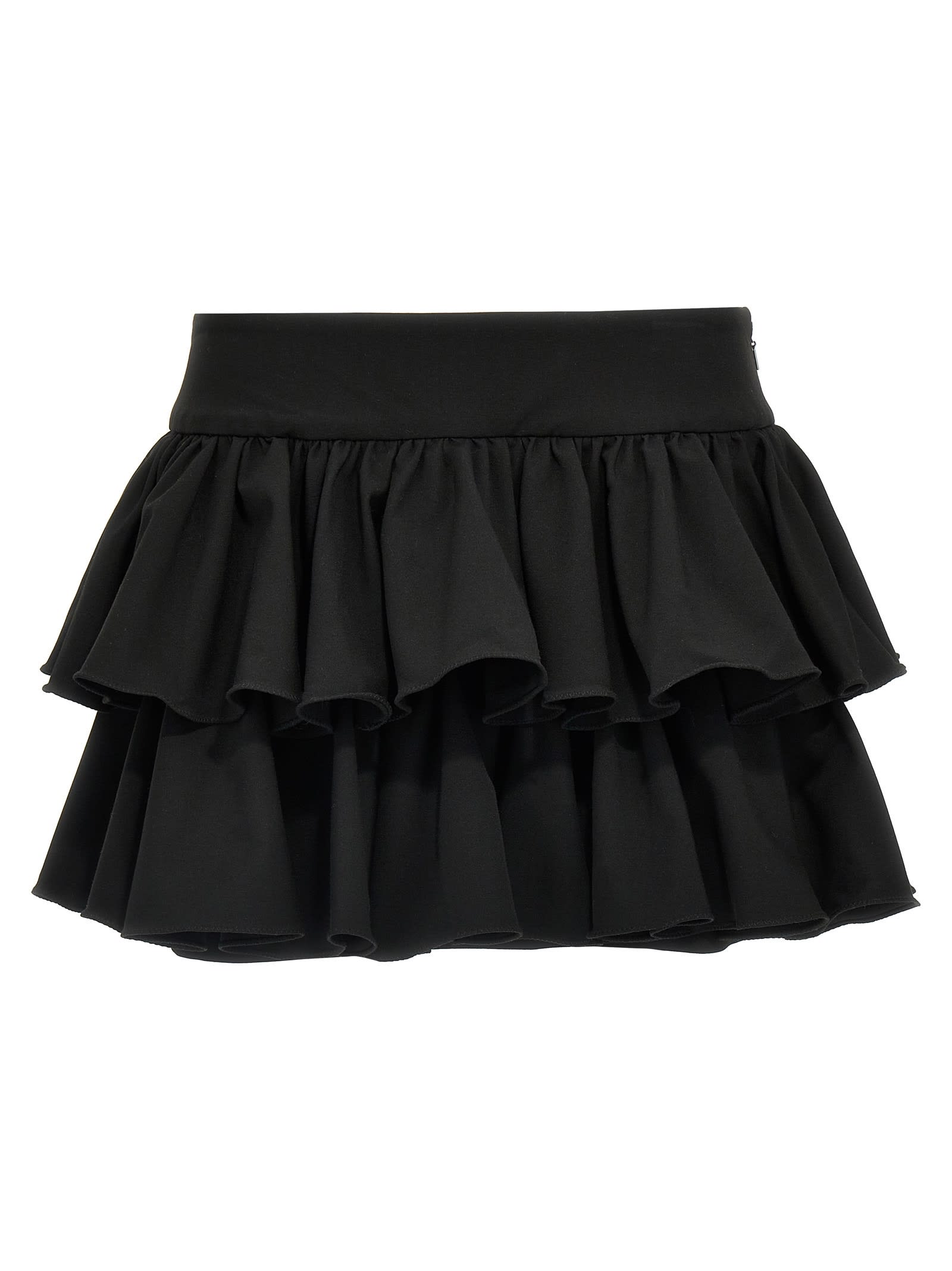 wide Ruffle Mini Skirt