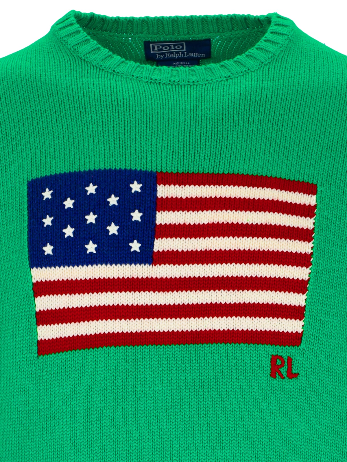 Shop Polo Ralph Lauren Iconic Embroidery Sweater In Green