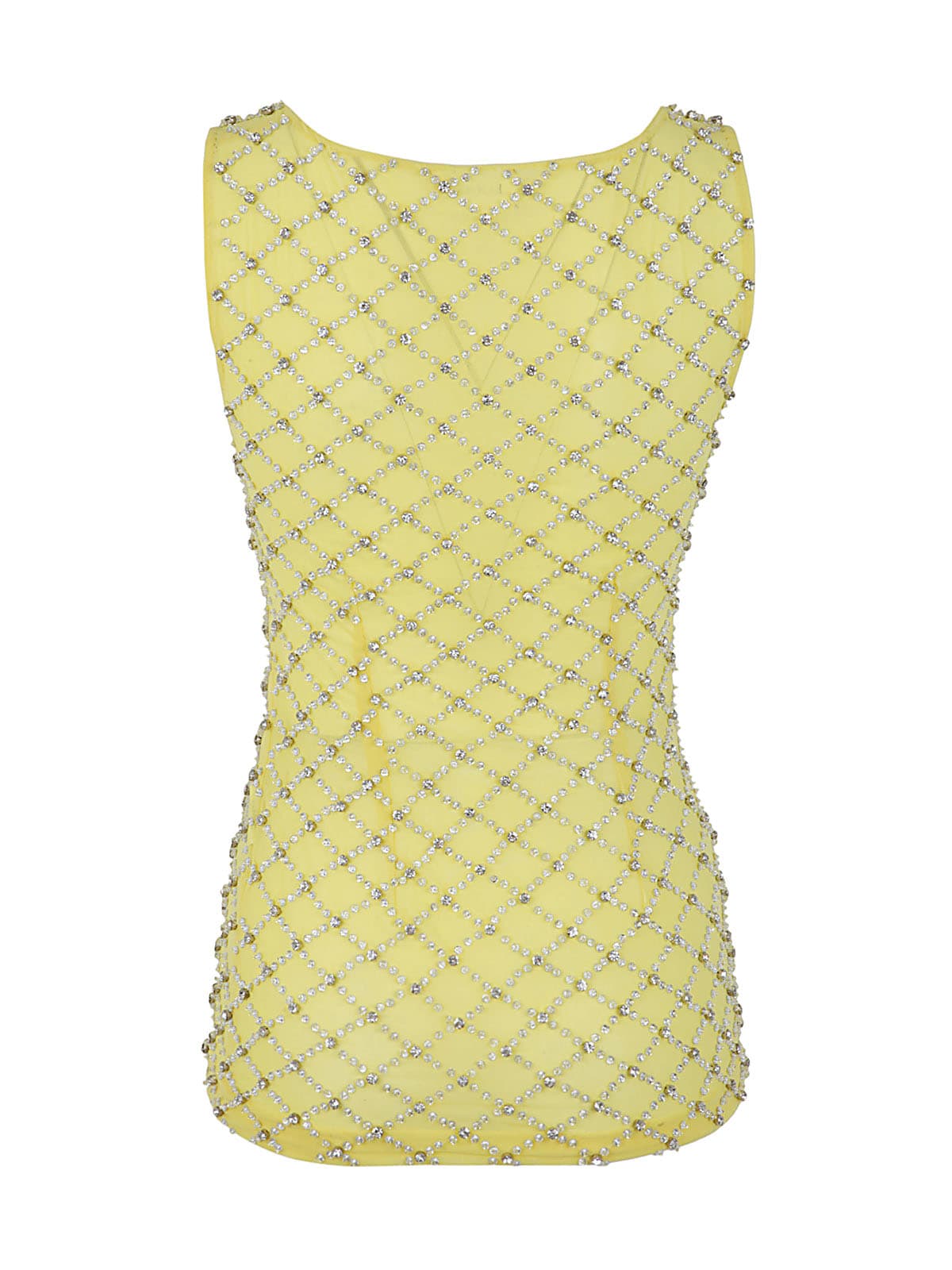 Shop P.a.r.o.s.h Sleeveless And Embroidered Tulleblouse In Light Yellow Pattern
