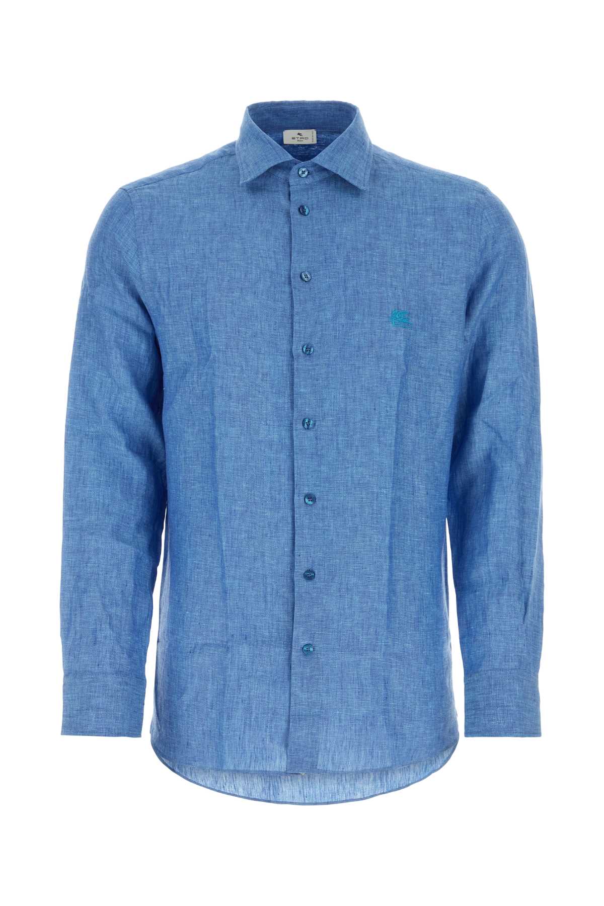 Shop Etro Blue Linen Shirt In B0322