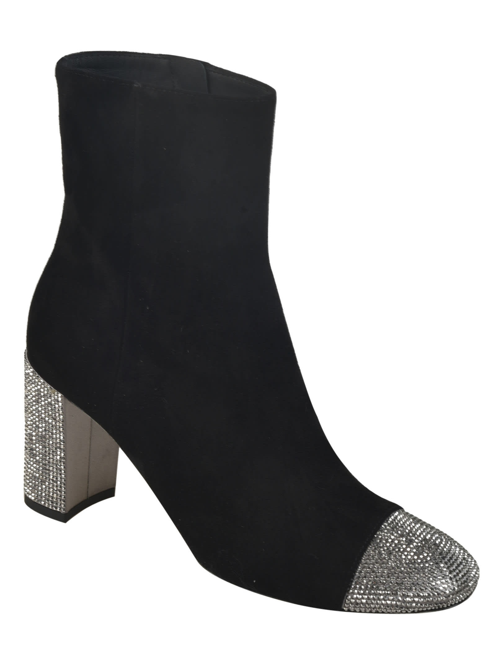 Shop René Caovilla Embellished Heel Boots In Black