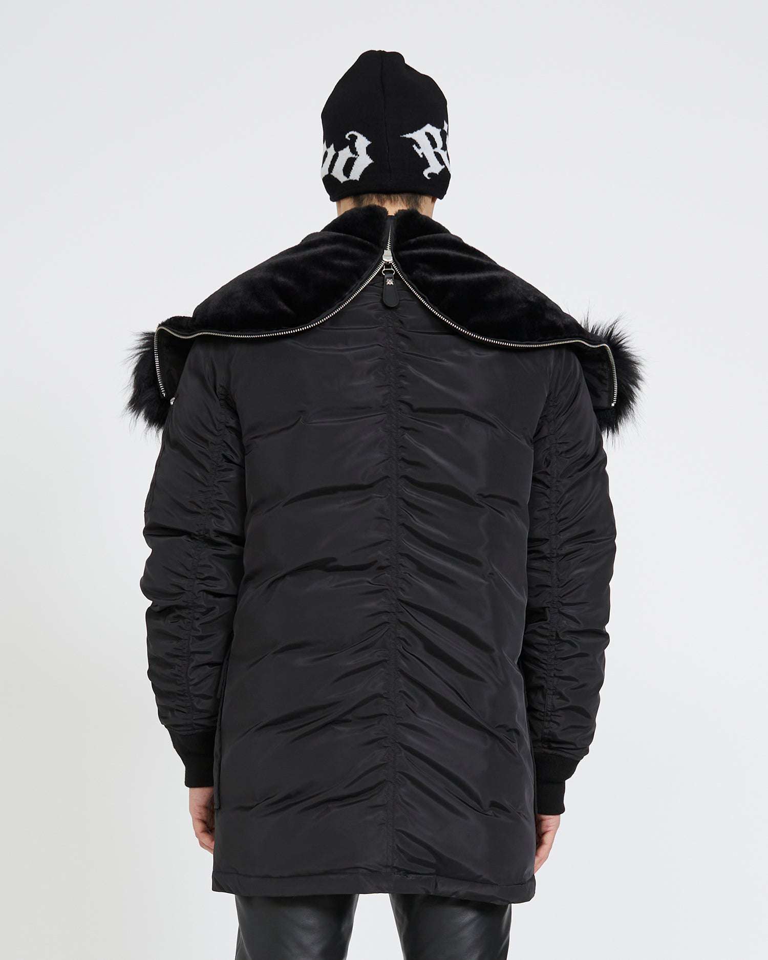 Shop John Richmond Long Jacket With Hood In Nero