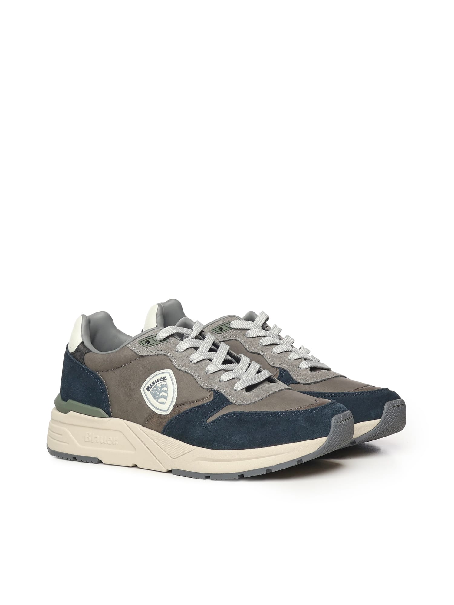 Blauer Gray Leather Men Sneaker In Multi