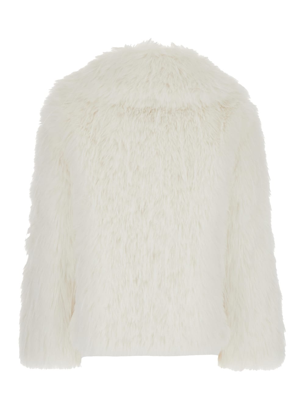 Shop Pinko Novaro White Eco Fur Jacket With Oversized Revers Woman