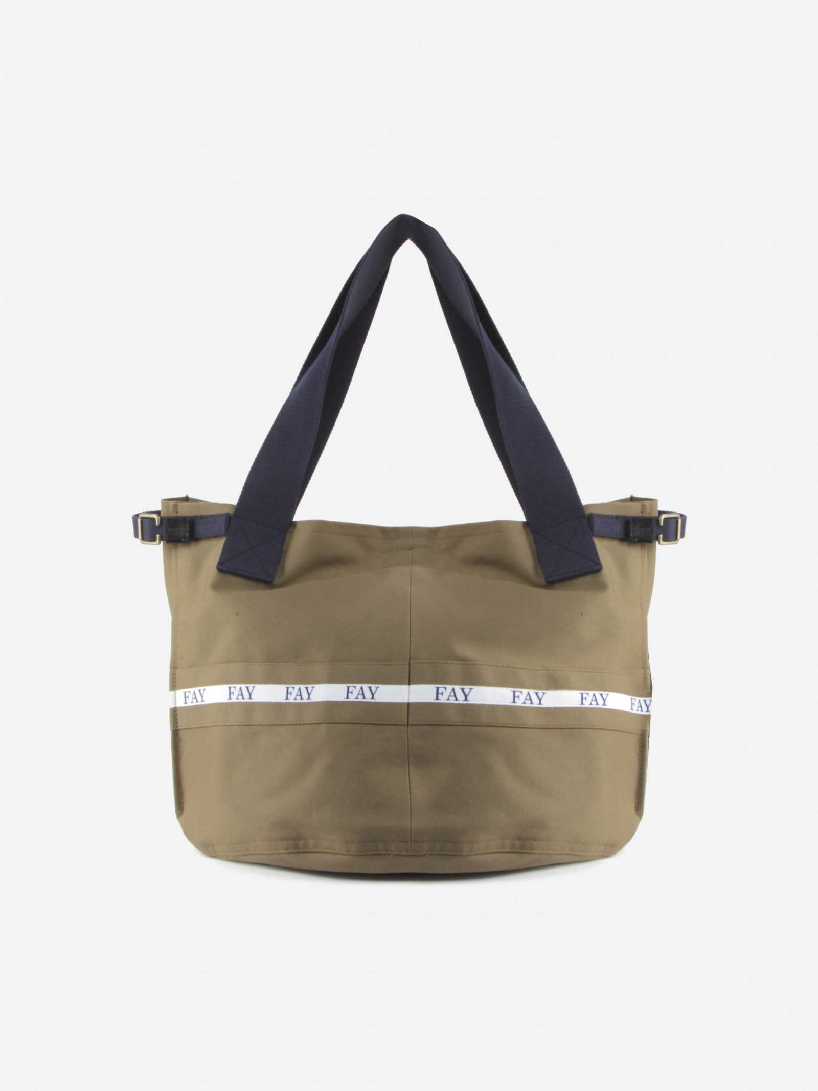 Fay Shopping Bag In Canvas With Logo Band