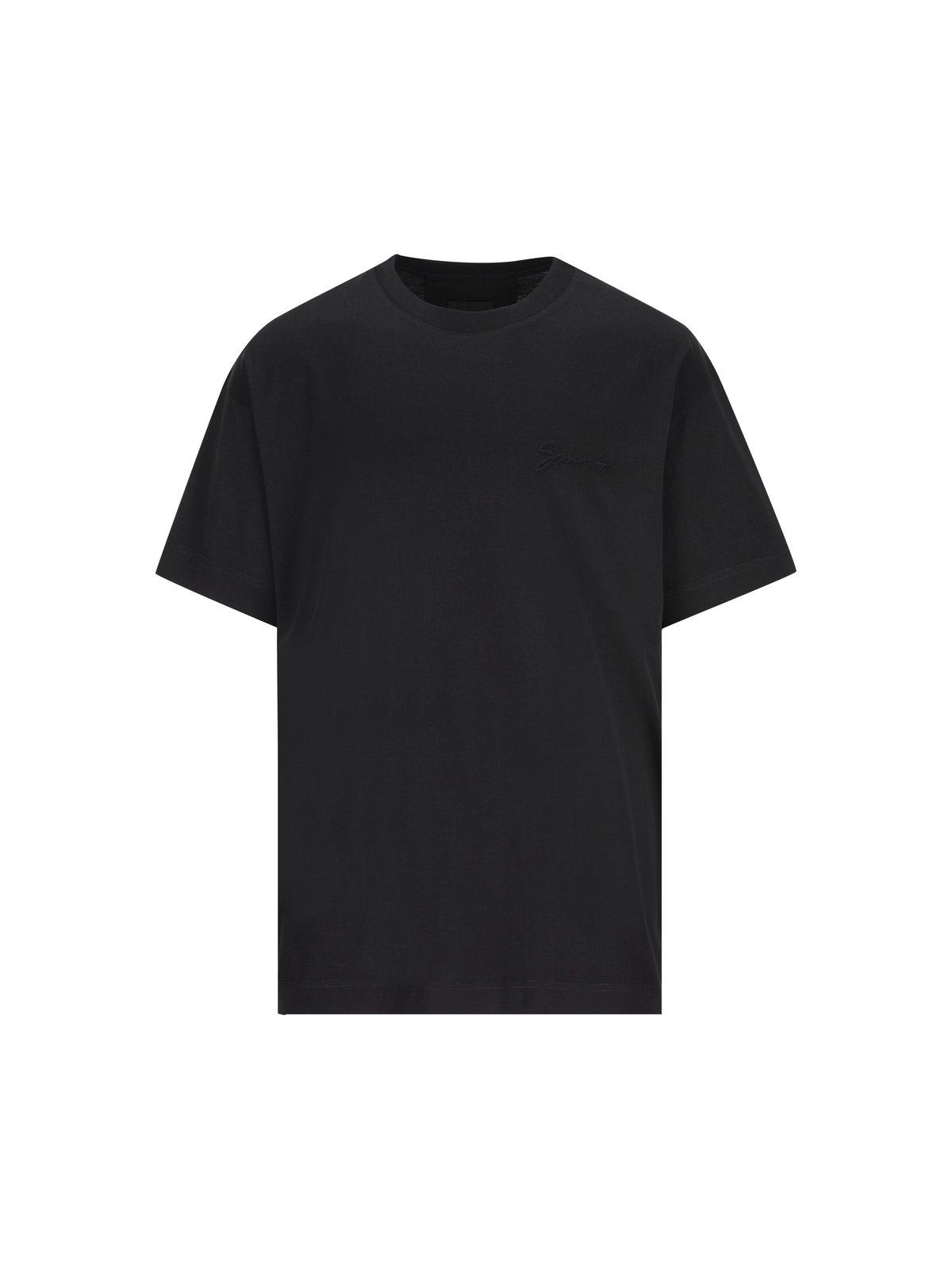 Shop Givenchy Logo Detailed Crewneck T-shirt In Black