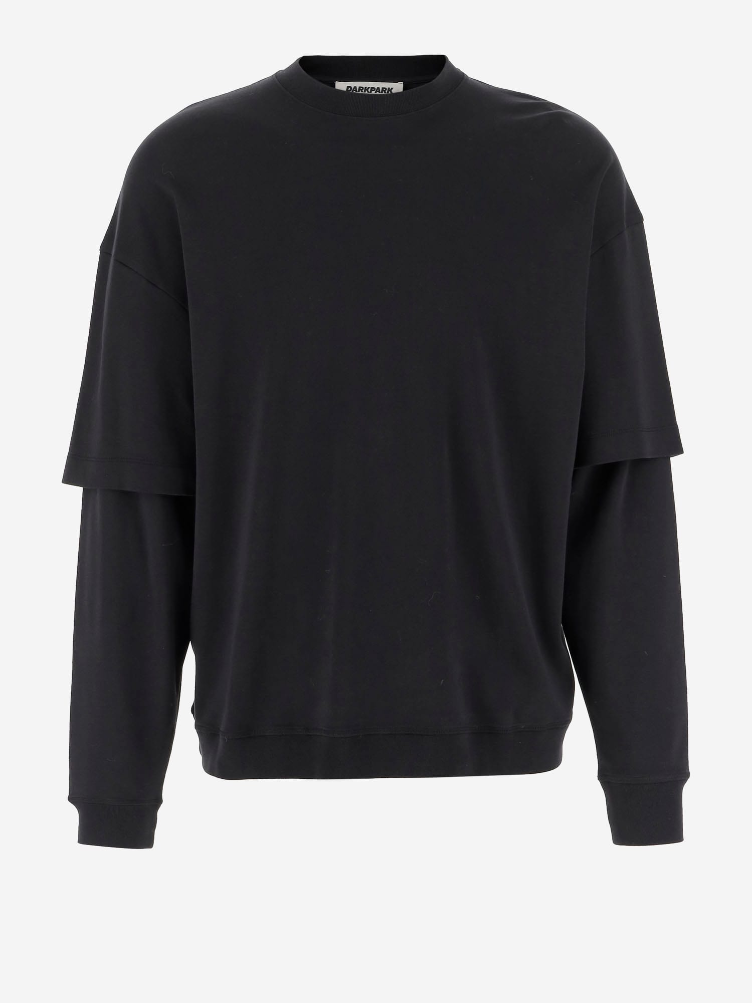 Darkpark Oversized Layered Long Sleeve Crew Top In Black