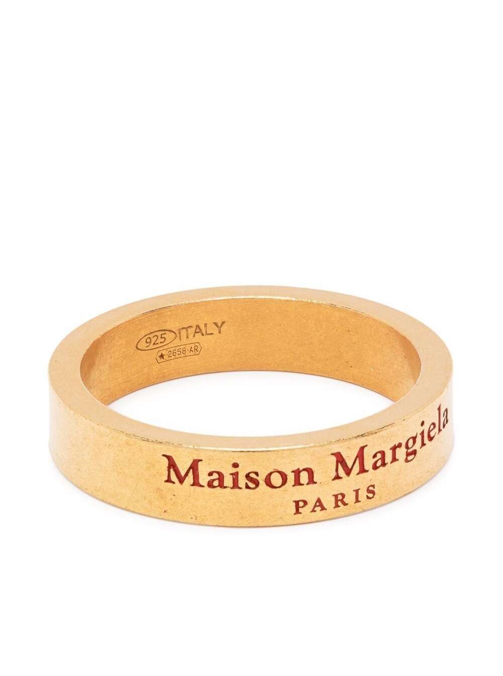 Maison Margiela Womans Gold Colored Silver Ring With Logo Engraved