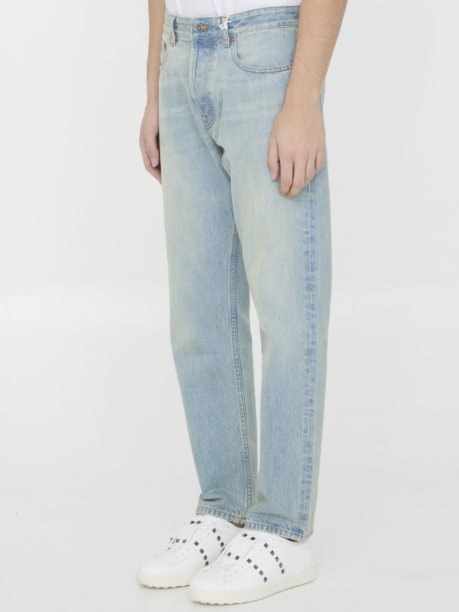 Shop Valentino Jeans With Vlogo Signature In Clear Blue
