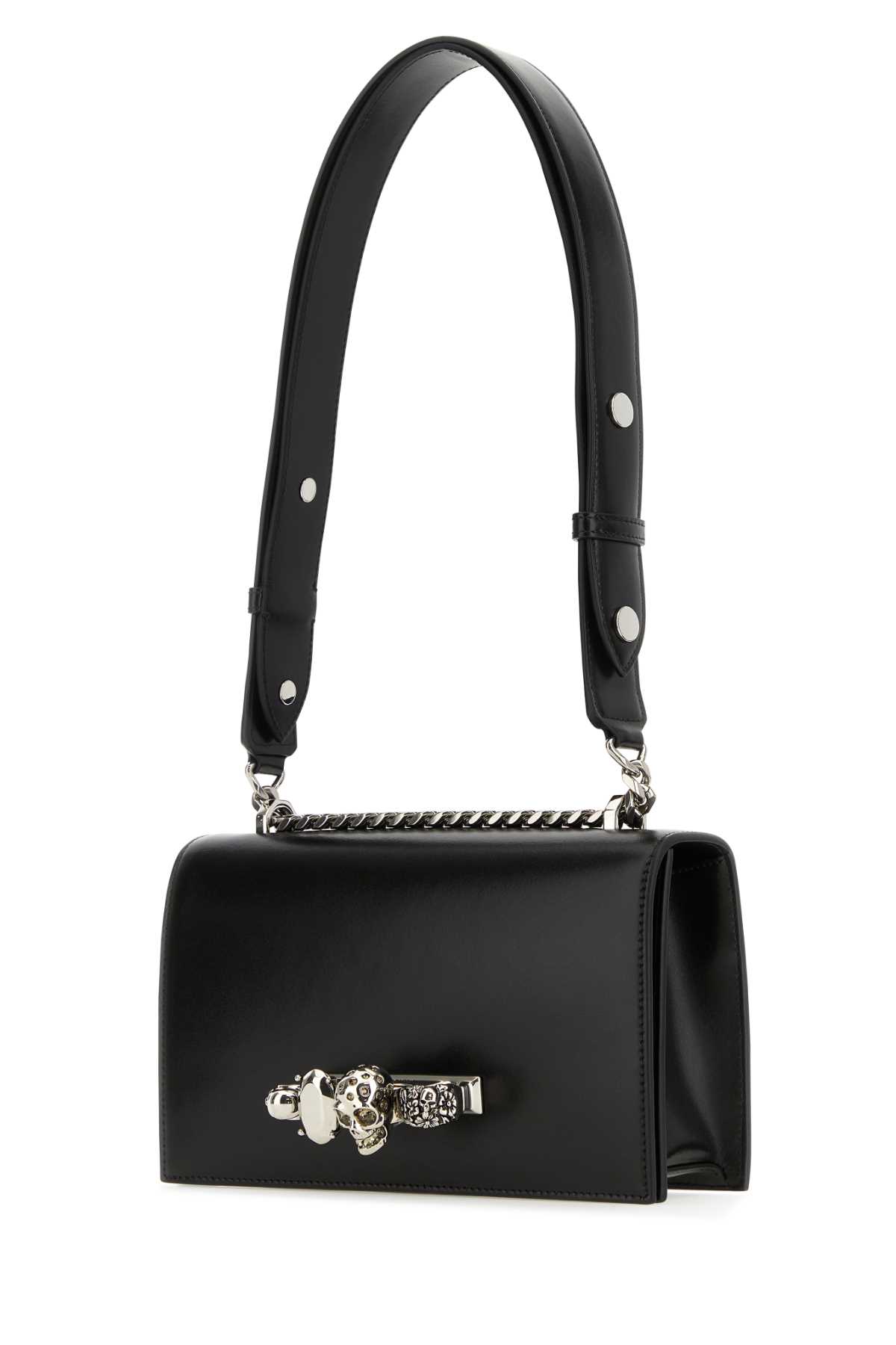 Shop Alexander Mcqueen Black Leather Skull Shoulder Bag