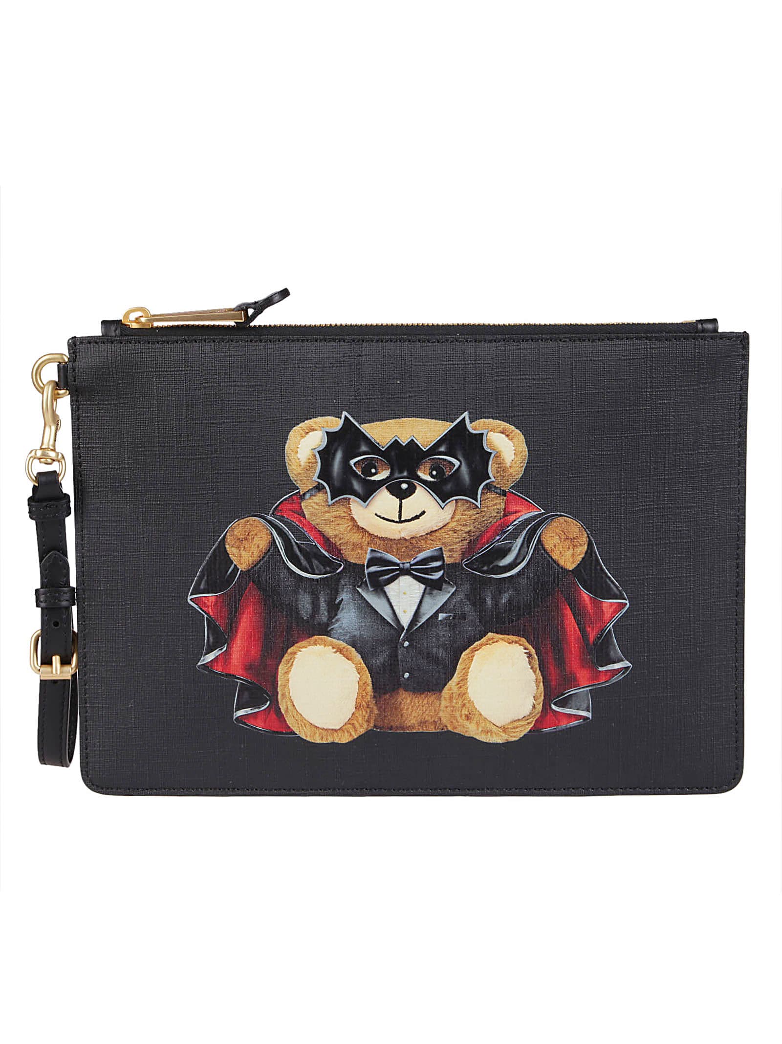 MOSCHINO GRAPHIC PRINTED CLUTCH BAG,11228057