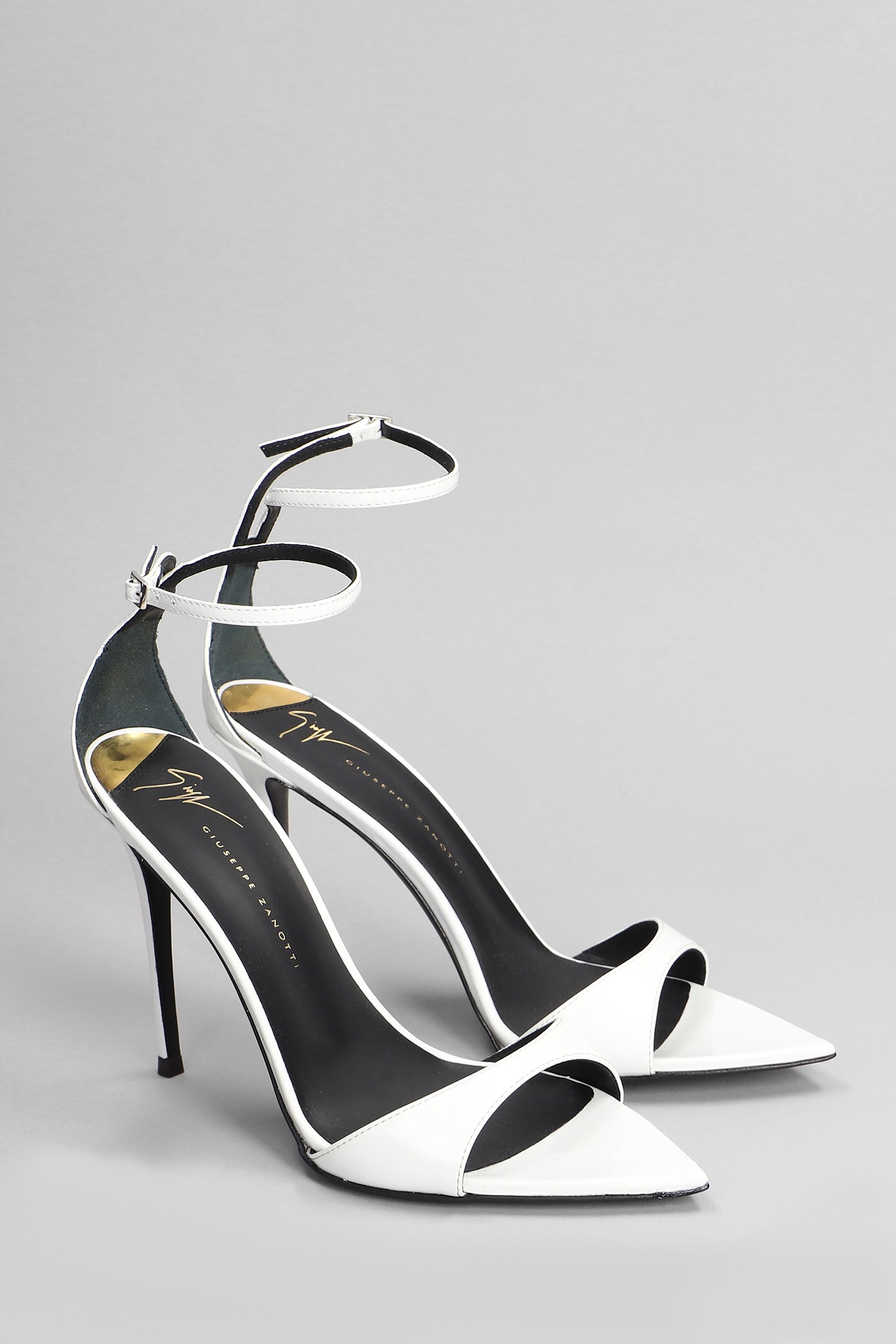 Shop Giuseppe Zanotti Intrigo Strap Sandals In White Patent Leather