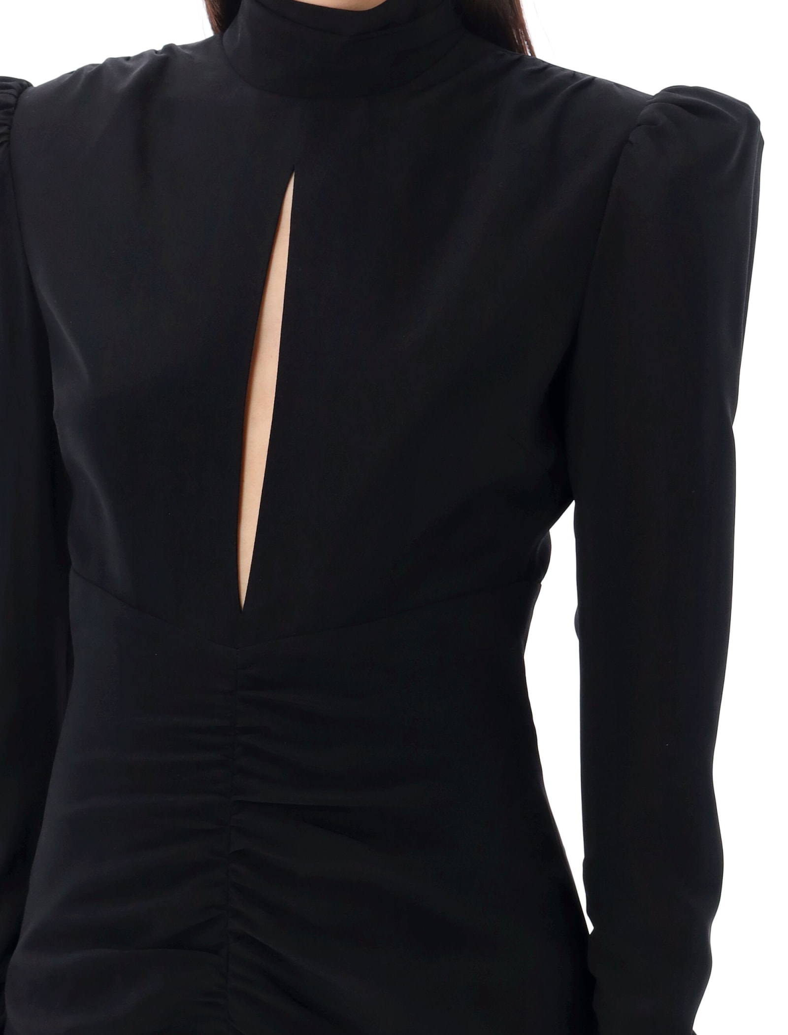 Shop Alessandra Rich High Neck Draped Mini Dress In Black
