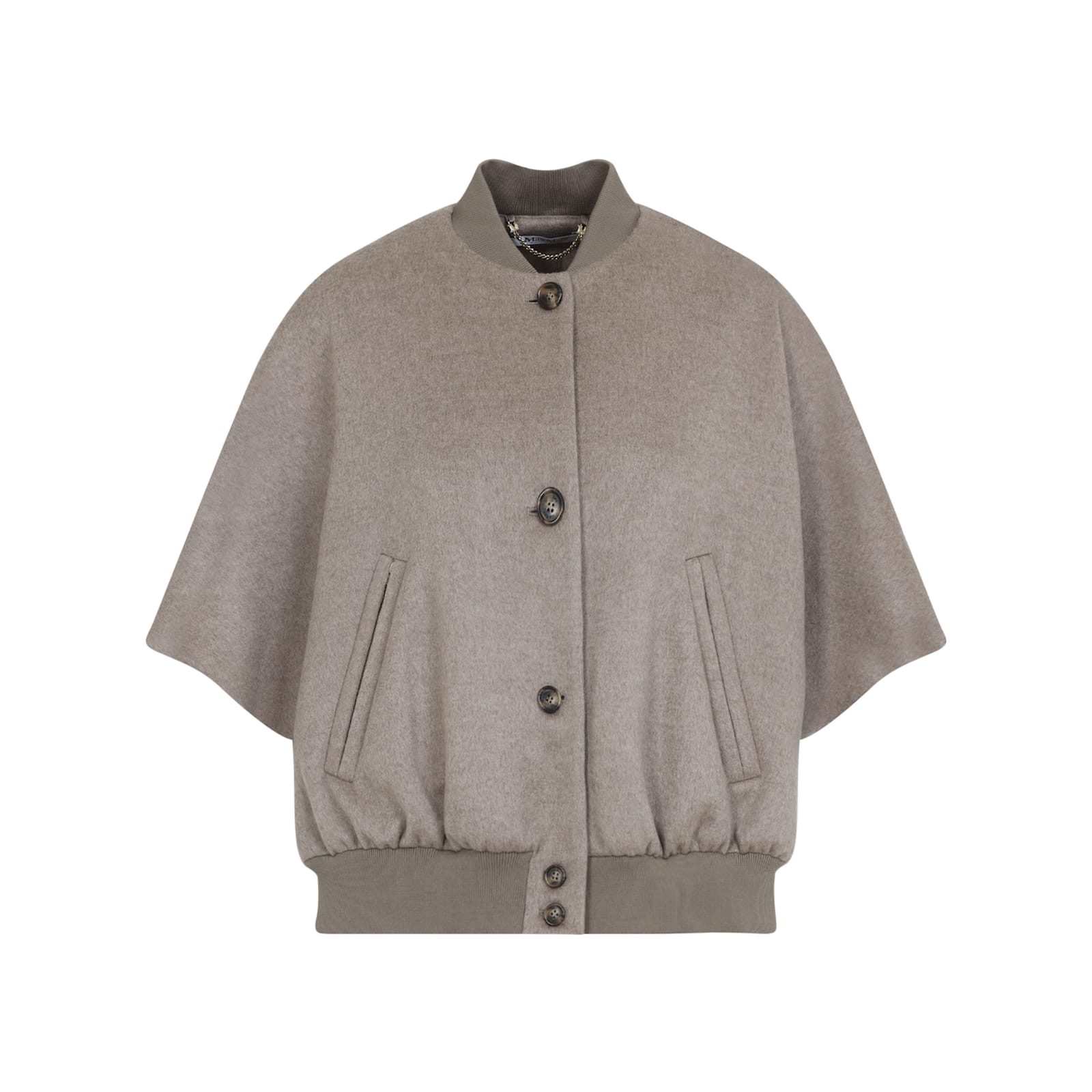 Max Mara Leticia Bomber Cape In Cacha Grey Cashmere In Gray